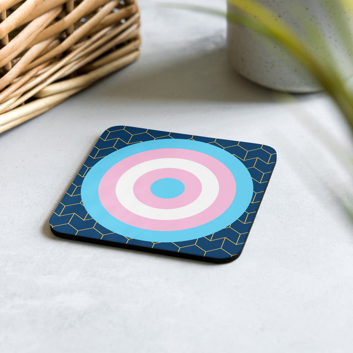 Trans Pride Flag Roundel Block Pattern Coaster Coaster The Rainbow Stores
