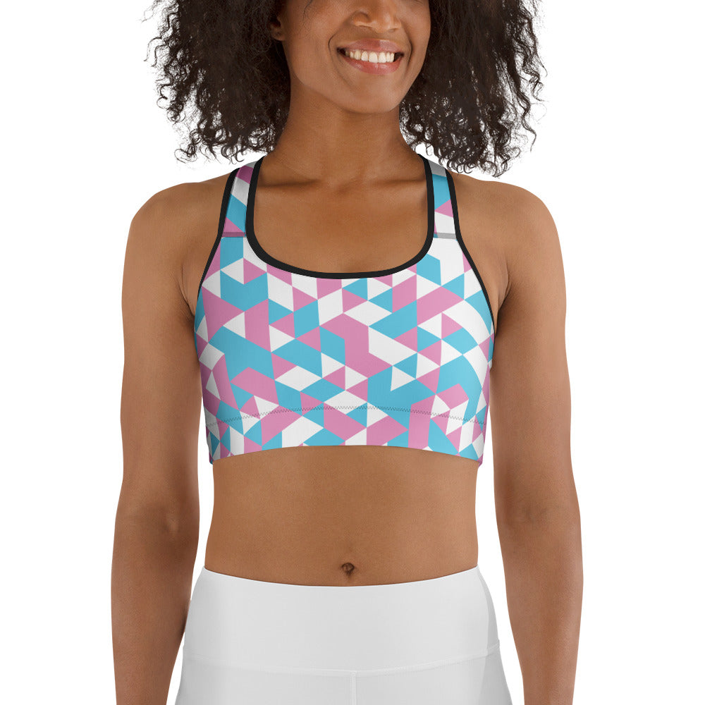 Trans Pride Triangles Sports Bra Sports Bras The Rainbow Stores