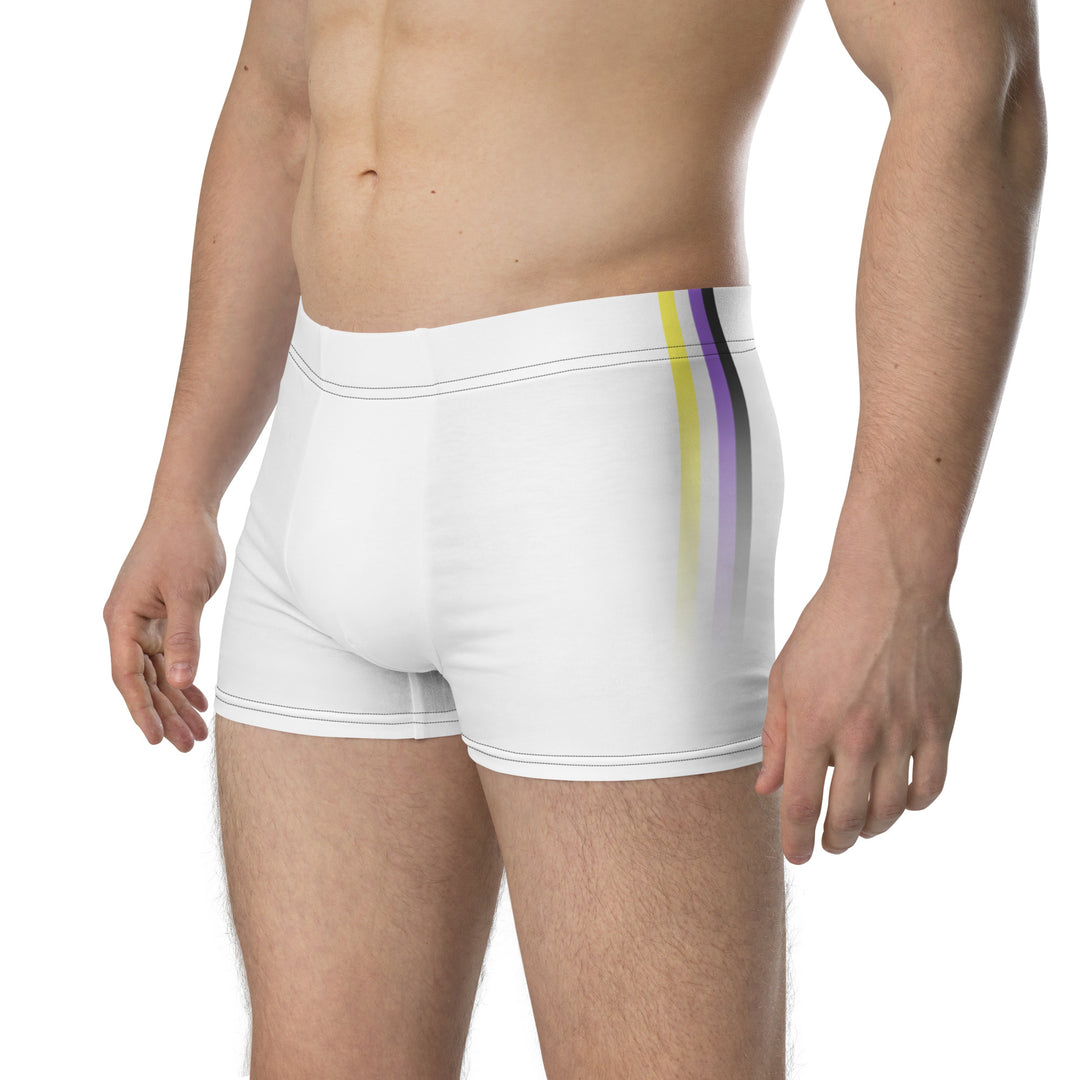 Non Binary Pride Flag Side Stripe Fade White Boxer Briefs Underwear The Rainbow Stores