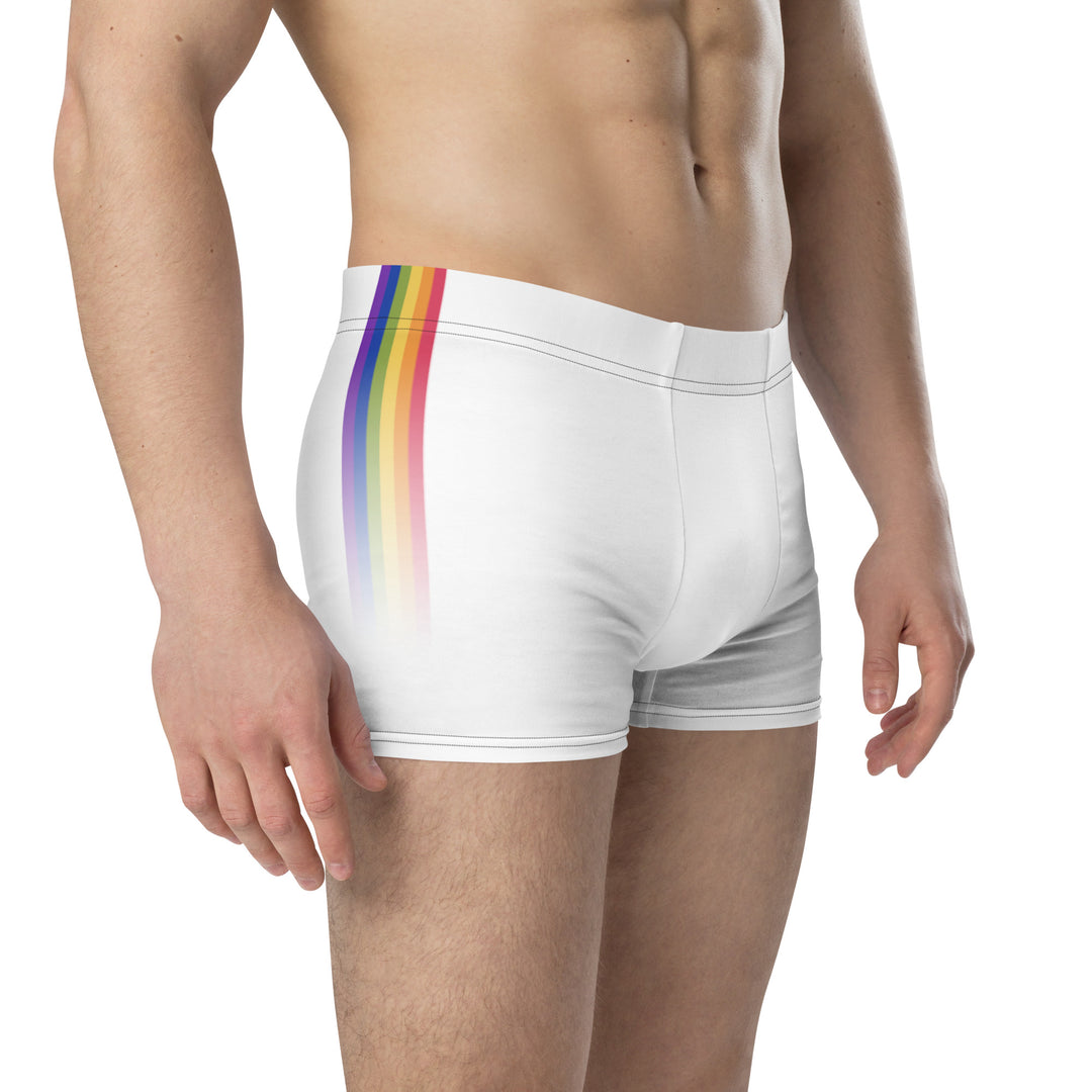 Rainbow Pride Flag Side Stripe Fade White Boxer Briefs Underwear The Rainbow Stores