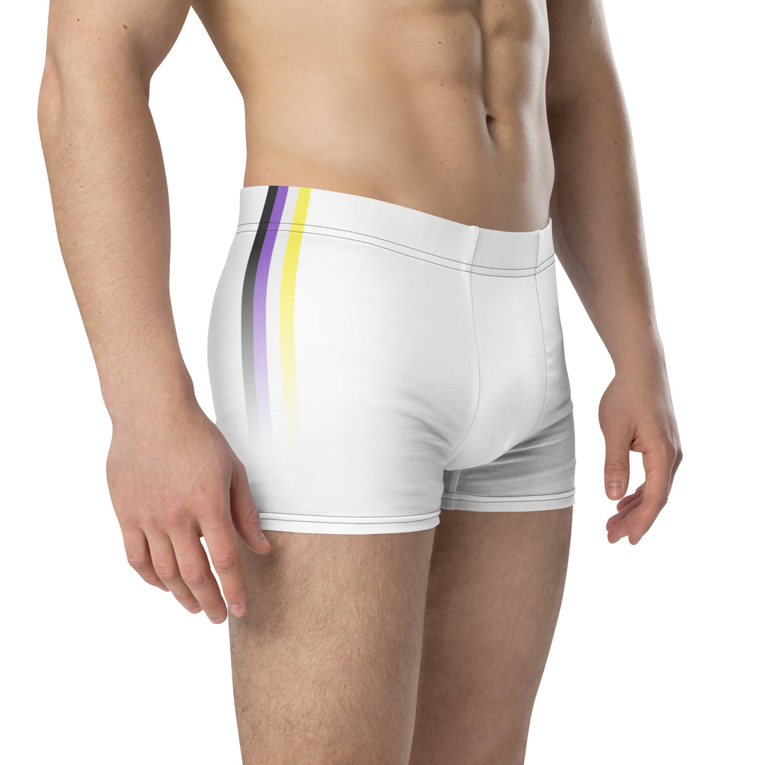 Non Binary Pride Flag Side Stripe Fade White Boxer Briefs Underwear The Rainbow Stores