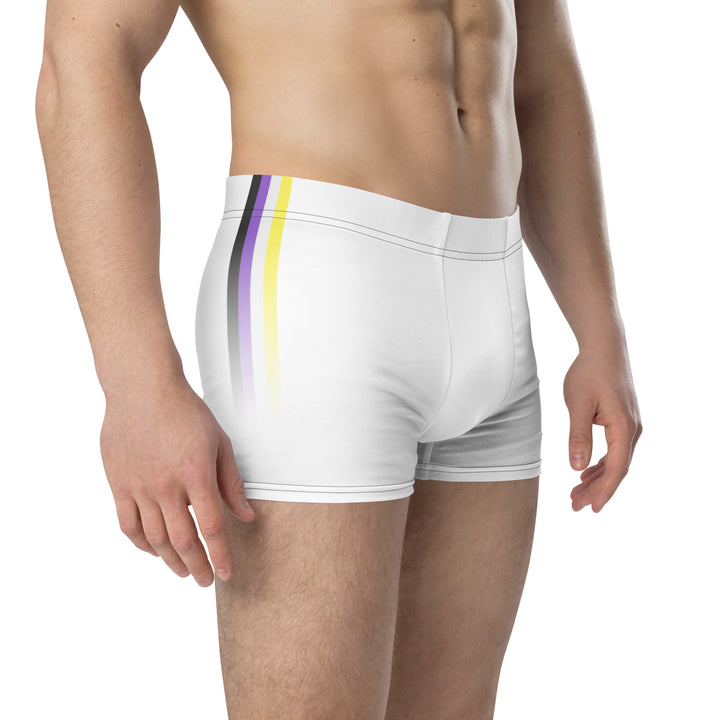 Non Binary Pride Flag Side Stripe Fade White Boxer Briefs Underwear The Rainbow Stores
