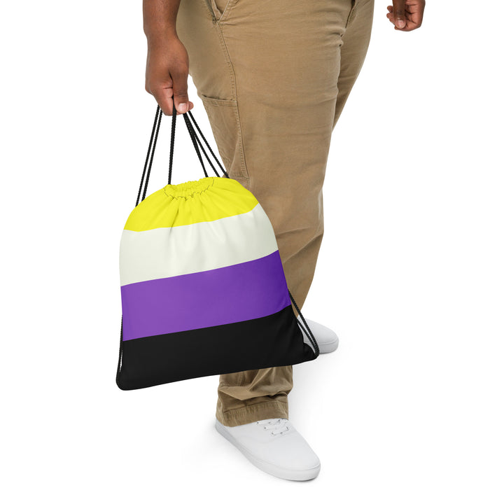 Non-Binary Pride Flag Drawstring Bag Bags The Rainbow Stores