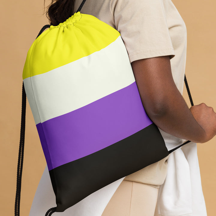 Non-Binary Pride Flag Drawstring Bag Bags The Rainbow Stores