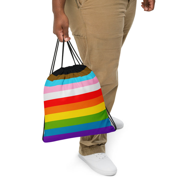 Progress Pride Flag Stripes Drawstring Bags The Rainbow Stores