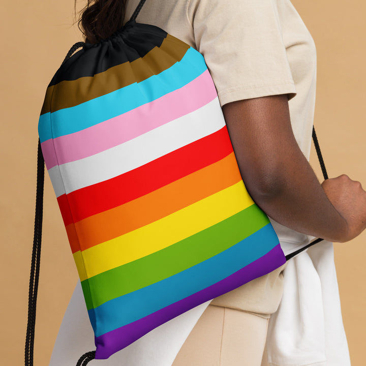 Progress Pride Flag Stripes Drawstring Bags The Rainbow Stores