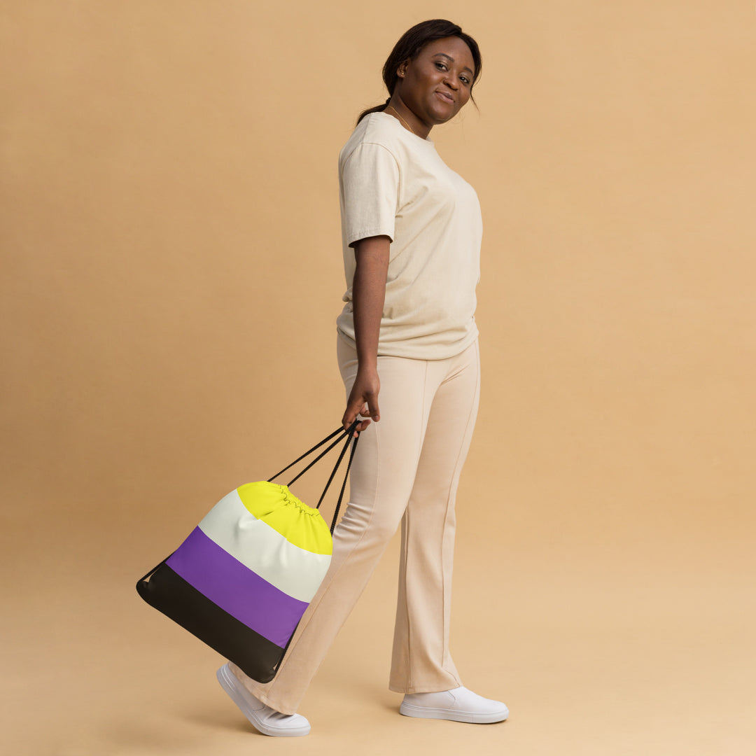 Non-Binary Pride Flag Drawstring Bag Bags The Rainbow Stores