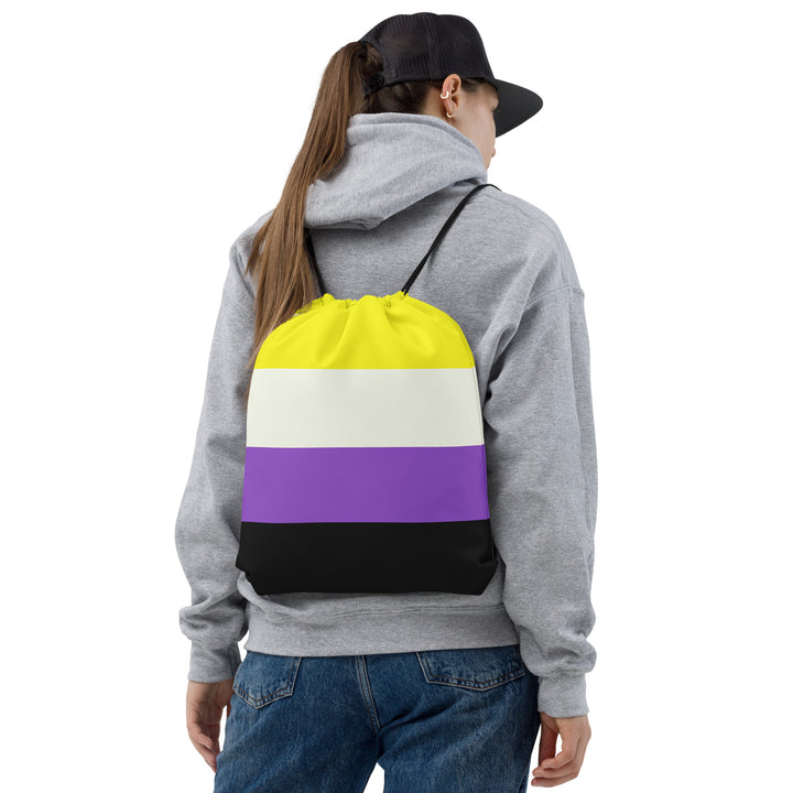 Non-Binary Pride Flag Drawstring Bag Bags The Rainbow Stores