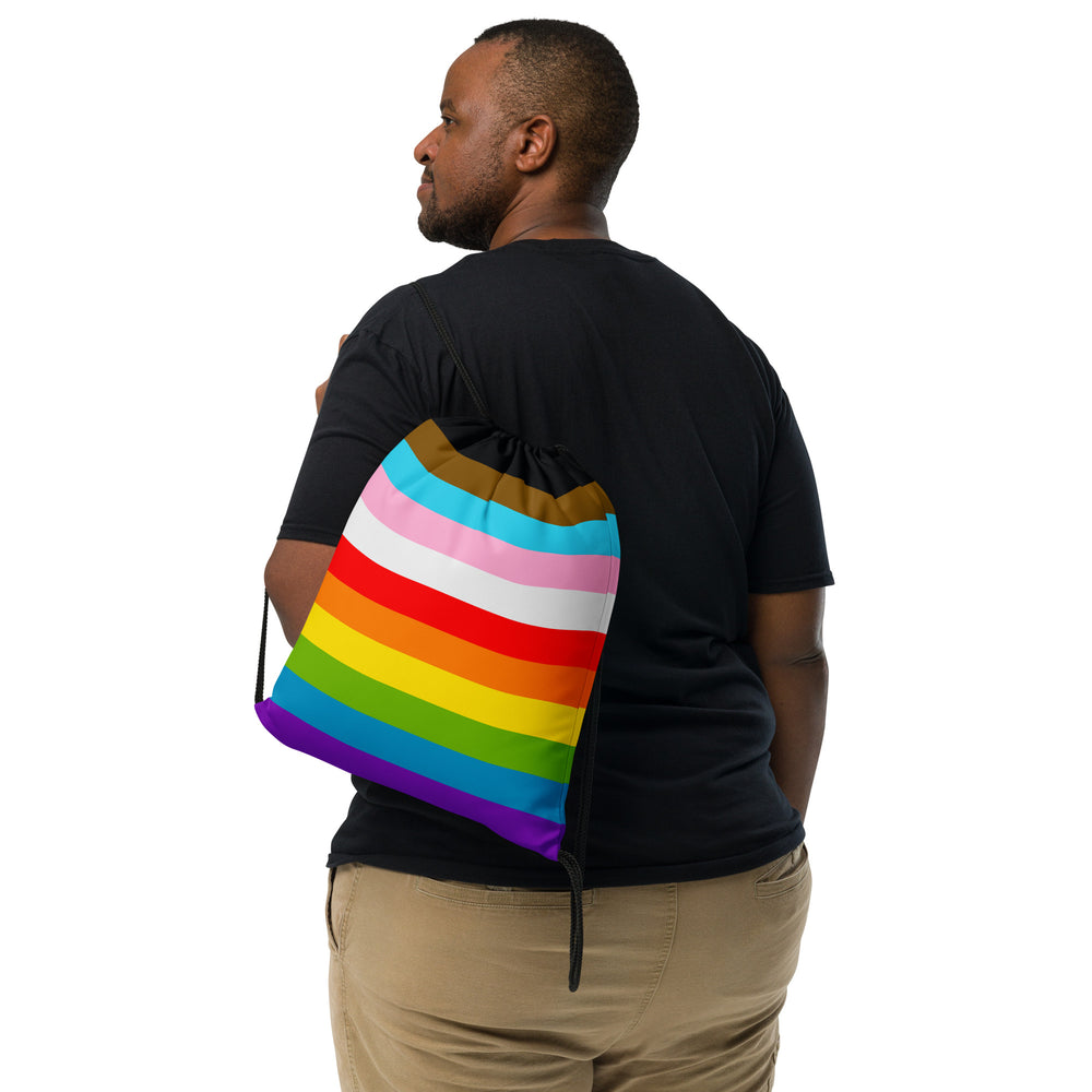 Progress Pride Flag Stripes Drawstring Bags The Rainbow Stores