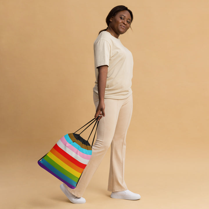 Progress Pride Flag Stripes Drawstring Bags The Rainbow Stores