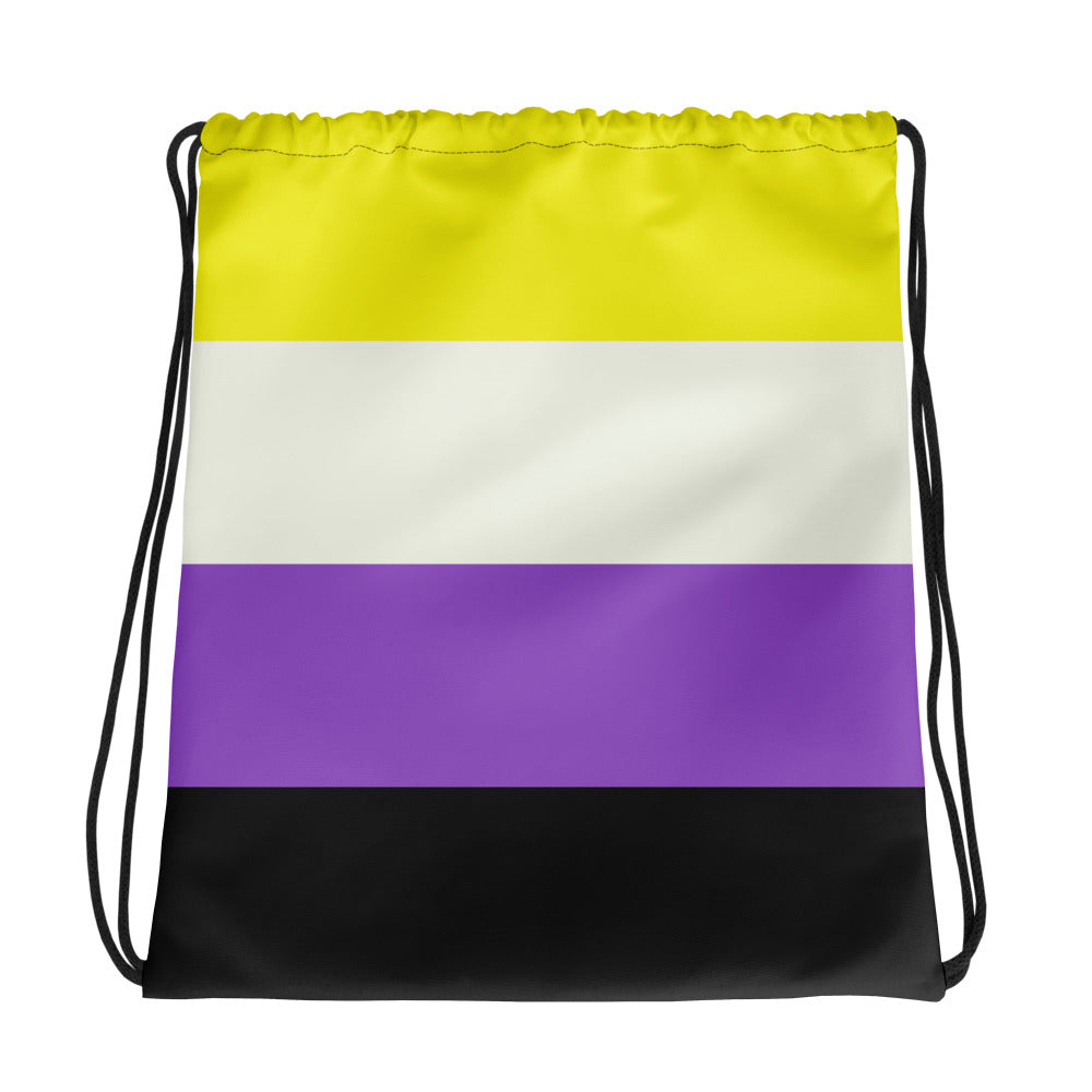 Non-Binary Pride Flag Drawstring Bag Bags The Rainbow Stores