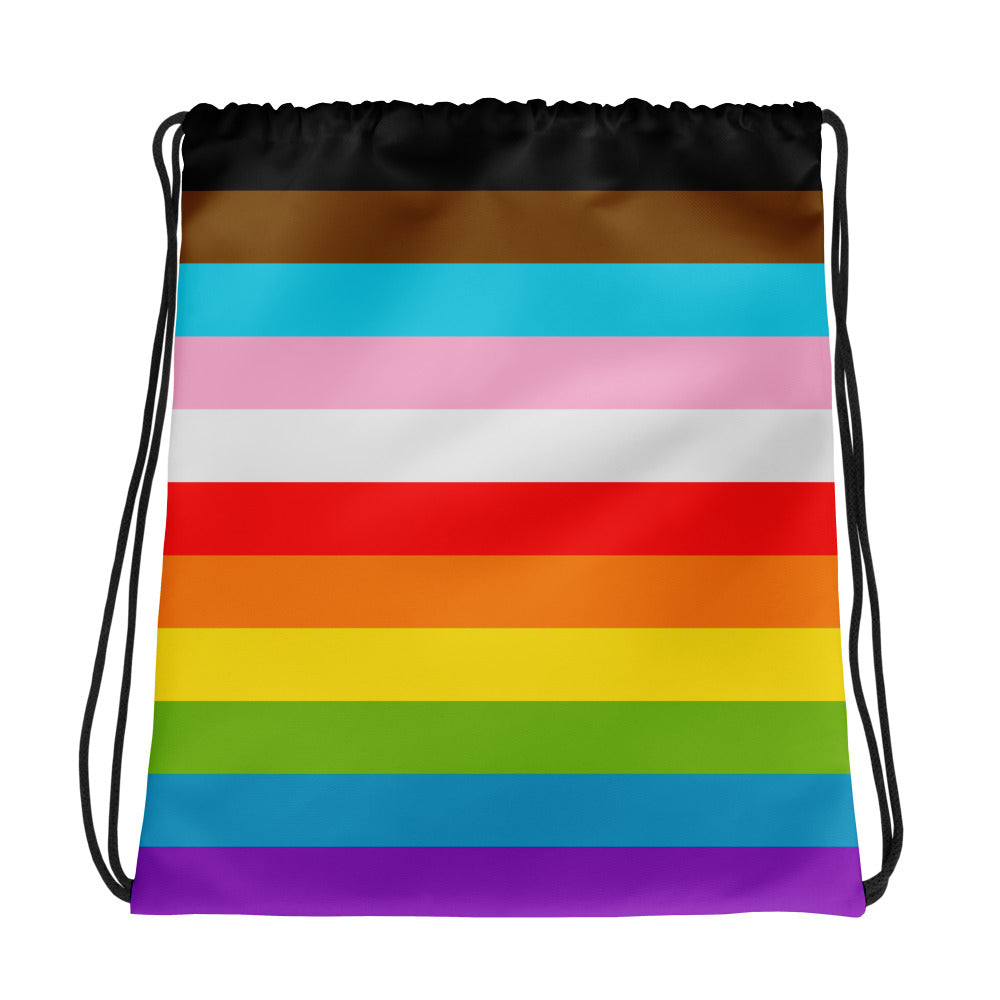 Progress Pride Flag Stripes Drawstring Bags The Rainbow Stores