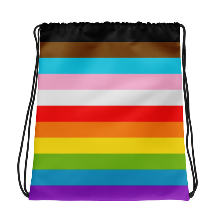 Progress Pride Flag Stripes Drawstring Bags The Rainbow Stores