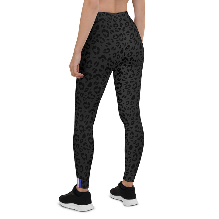 Gender Fluid Pride Flash Black Leopard Print Leggings Leggings The Rainbow Stores