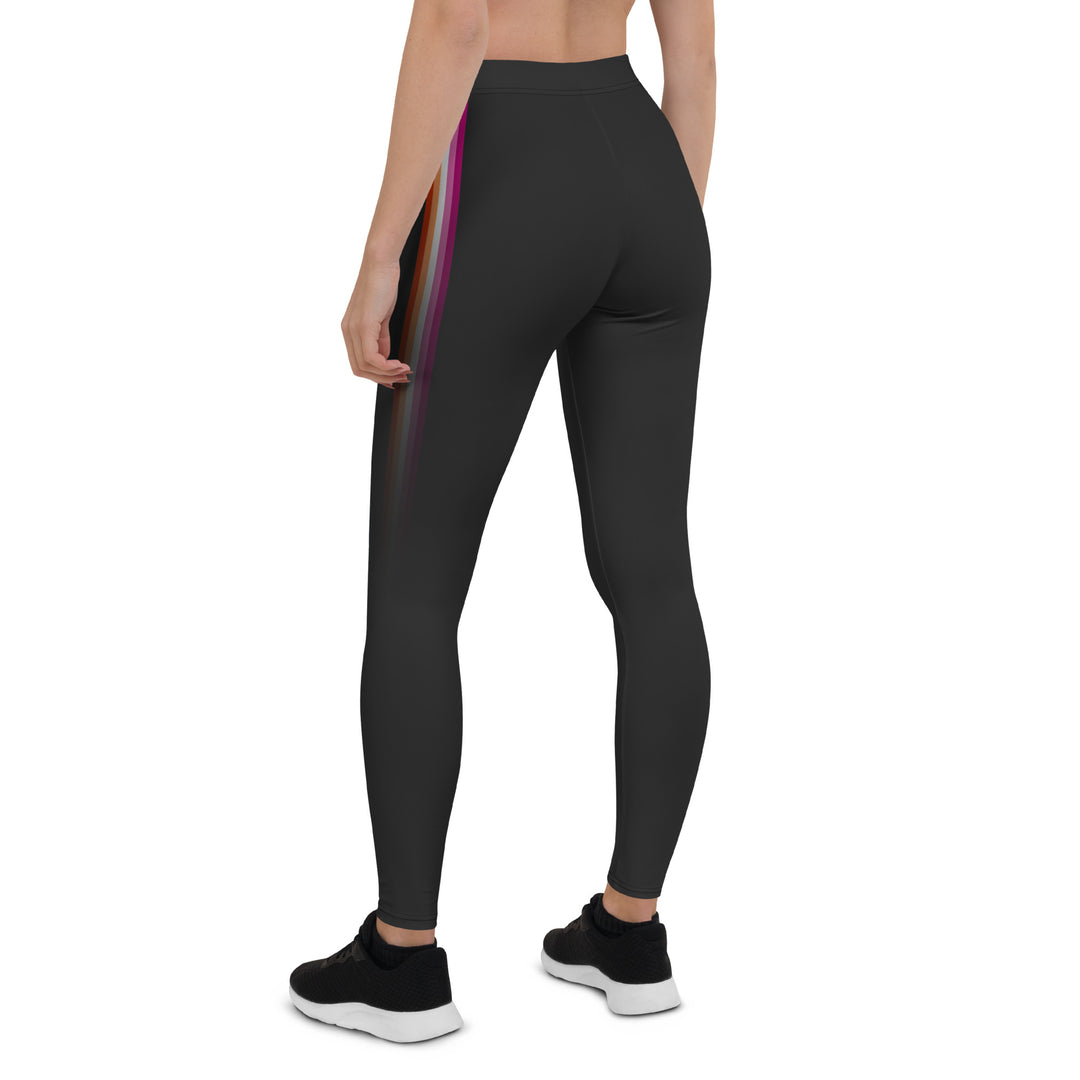 Lesbian Pride Fade Black Leggings Leggings The Rainbow Stores