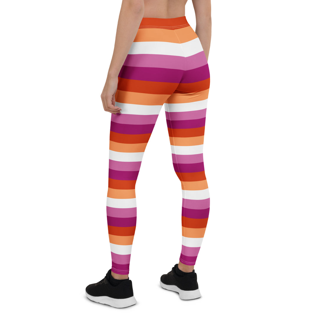 Lesbian Pride Hooped Leggings Leggings The Rainbow Stores
