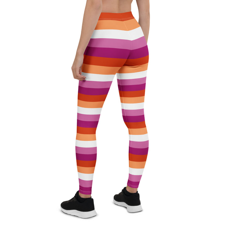 Lesbian Pride Hooped Leggings Leggings The Rainbow Stores