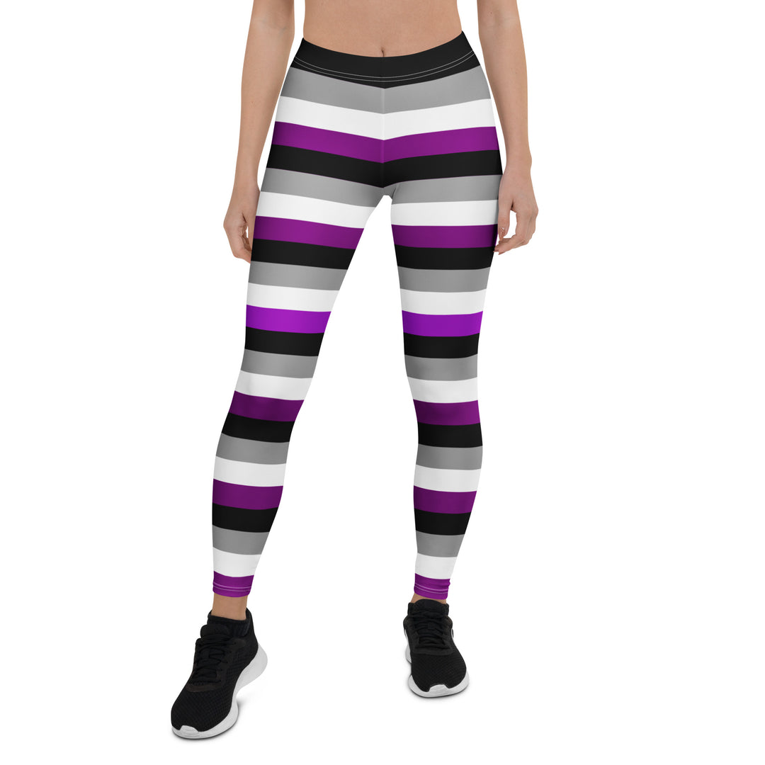 Asexual Pride Hooped Leggings Leggings The Rainbow Stores