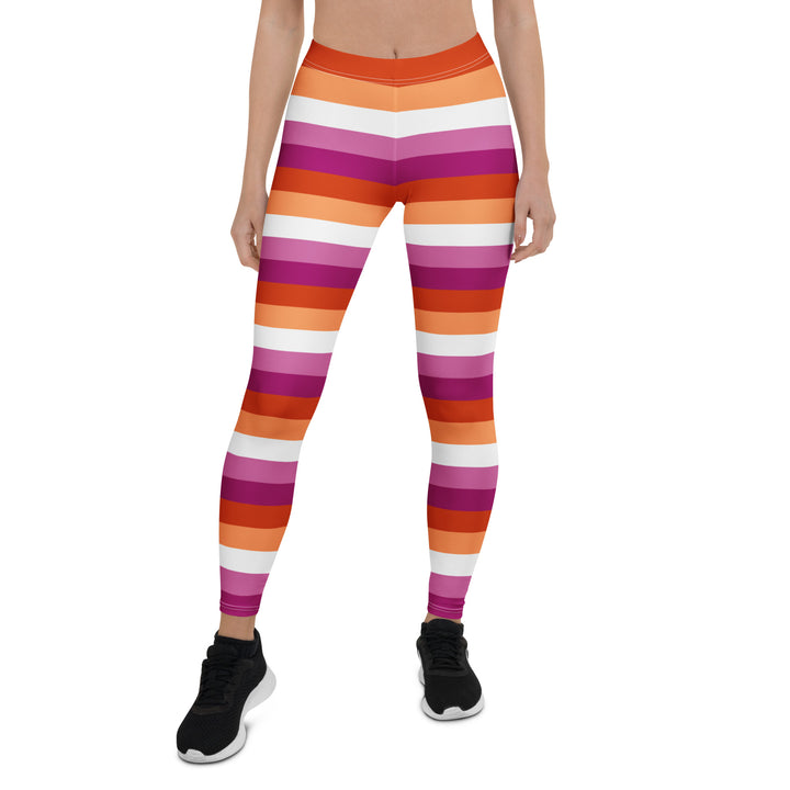 Lesbian Pride Hooped Leggings Leggings The Rainbow Stores