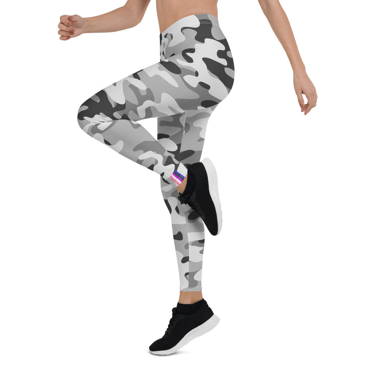 Gender Fluid Pride Flash Grey Camo Leggings Leggings The Rainbow Stores