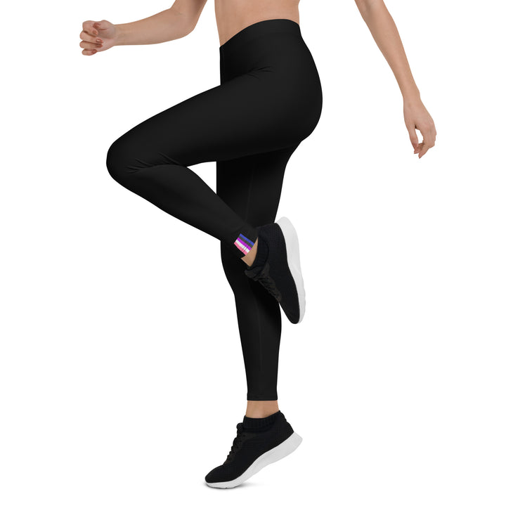 Gender Fluid Pride Flash Black Leggings Leggings The Rainbow Stores
