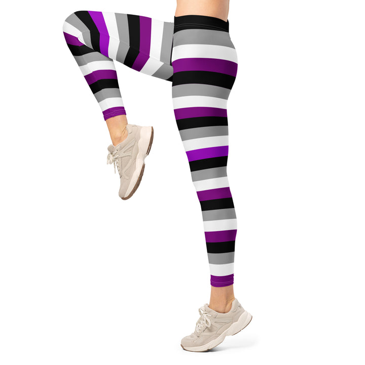 Asexual Pride Hooped Leggings Leggings The Rainbow Stores