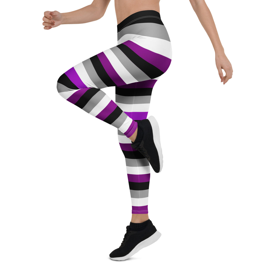 Asexual Pride Hooped Leggings Leggings The Rainbow Stores