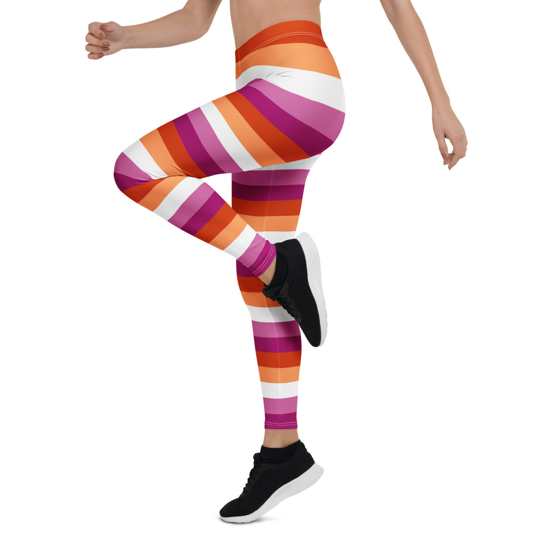 Lesbian Pride Hooped Leggings Leggings The Rainbow Stores