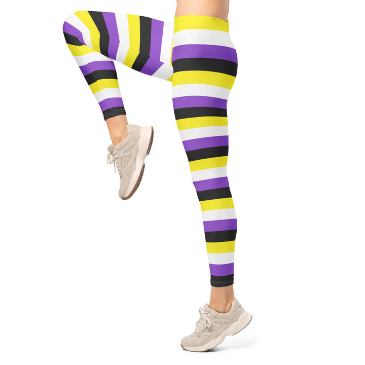 Non Binary Pride Hooped Leggings Leggings The Rainbow Stores