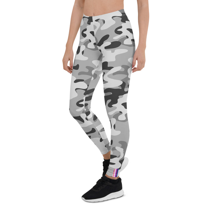 Gender Fluid Pride Flash Grey Camo Leggings Leggings The Rainbow Stores
