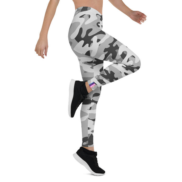 Gender Fluid Pride Flash Grey Camo Leggings Leggings The Rainbow Stores