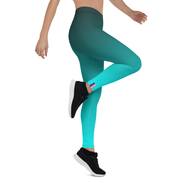 Gender Fluid Pride Flash Fade To Aqua Leggings Leggings The Rainbow Stores