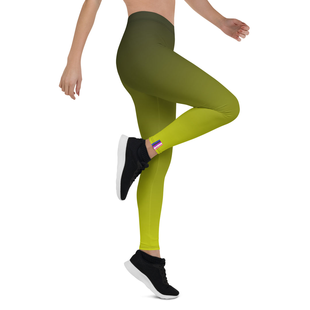 Gender Fluid Pride Flag Fade To Lime Leggings Leggings The Rainbow Stores