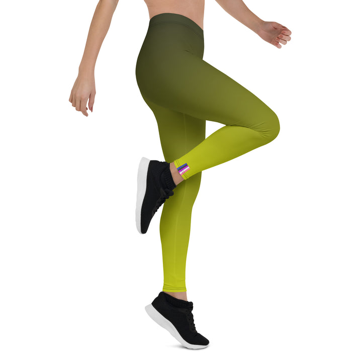 Gender Fluid Pride Flag Fade To Lime Leggings Leggings The Rainbow Stores