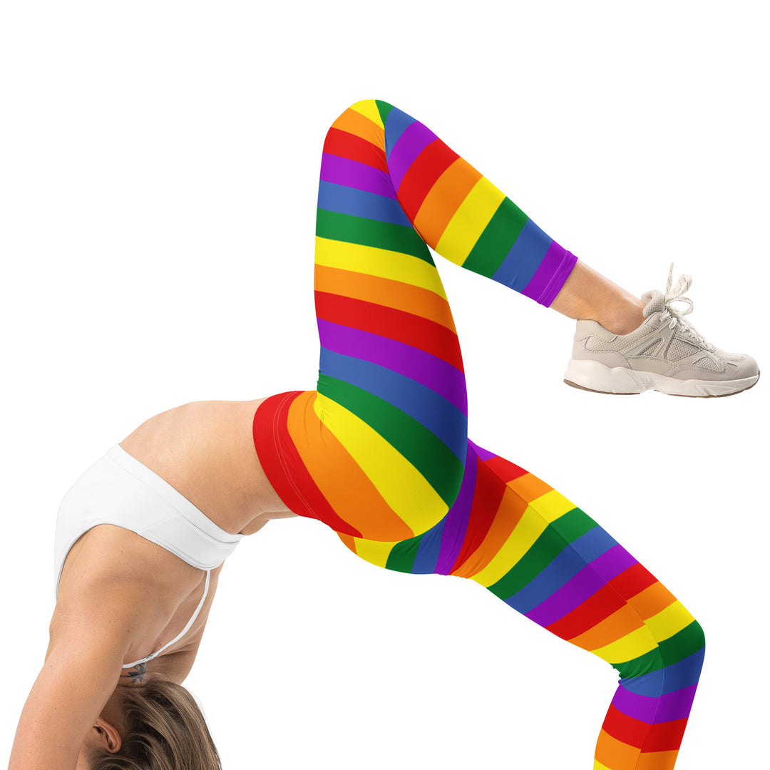 LGBTQ+ Rainbow Pride Hooped Leggings Leggings The Rainbow Stores