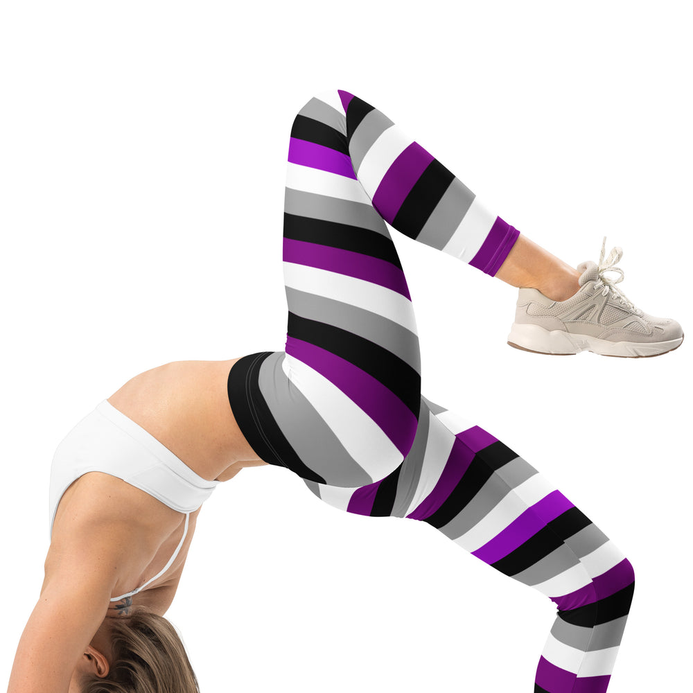 Asexual Pride Hooped Leggings Leggings The Rainbow Stores