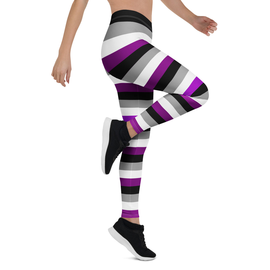 Asexual Pride Hooped Leggings Leggings The Rainbow Stores