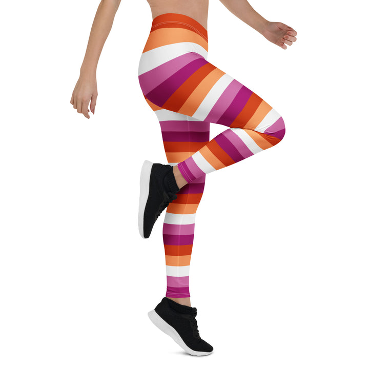 Lesbian Pride Hooped Leggings Leggings The Rainbow Stores