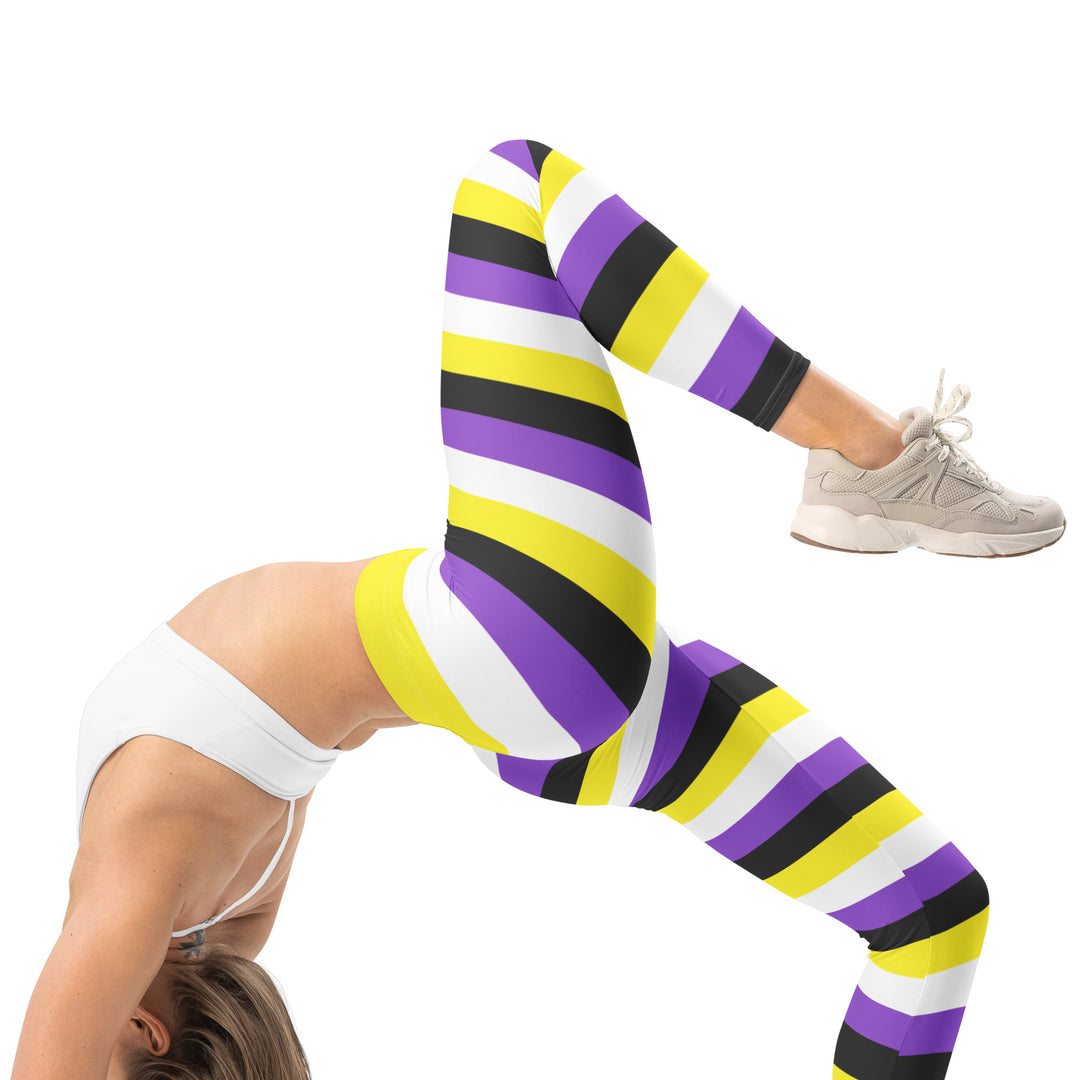Non Binary Pride Hooped Leggings Leggings The Rainbow Stores