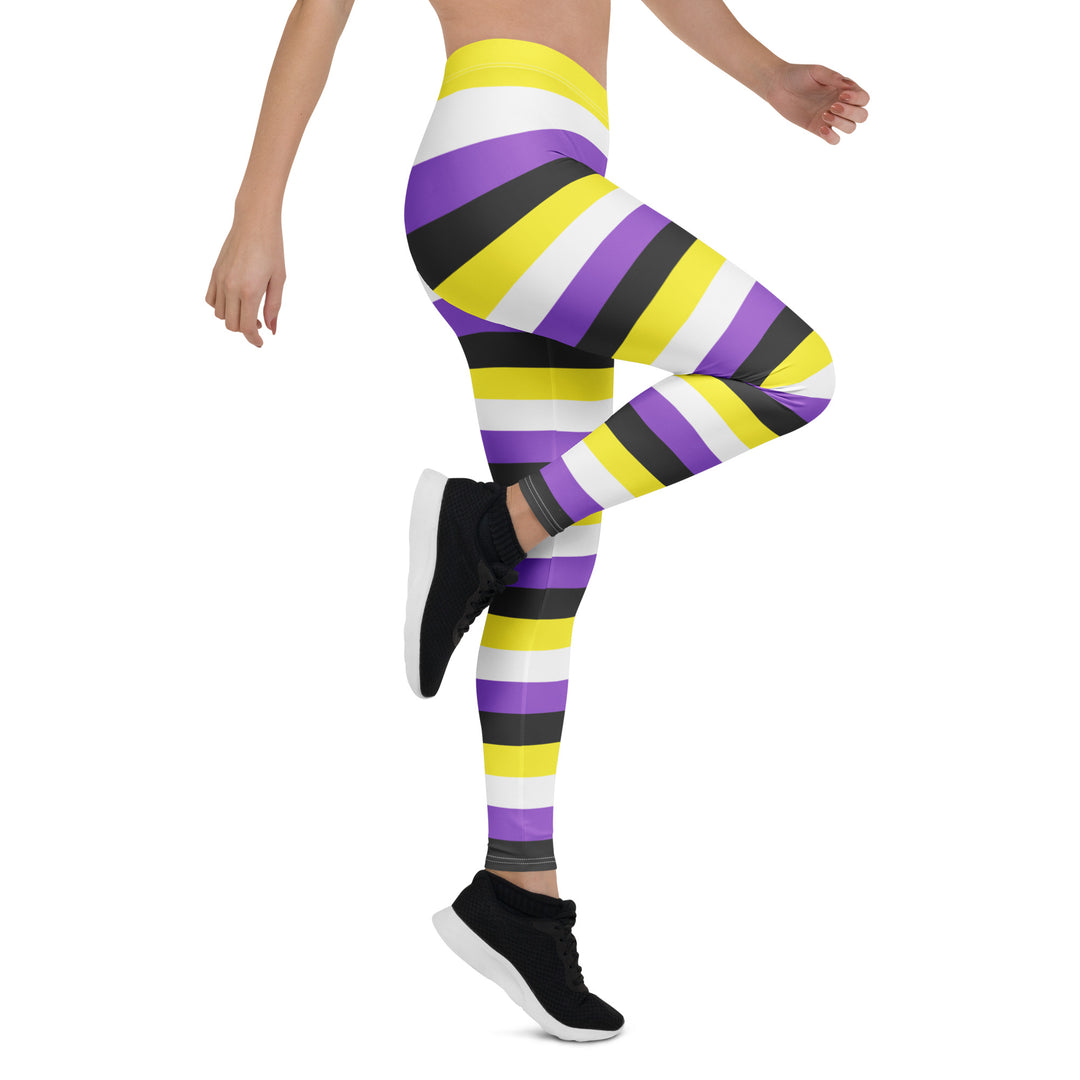 Non Binary Pride Hooped Leggings Leggings The Rainbow Stores