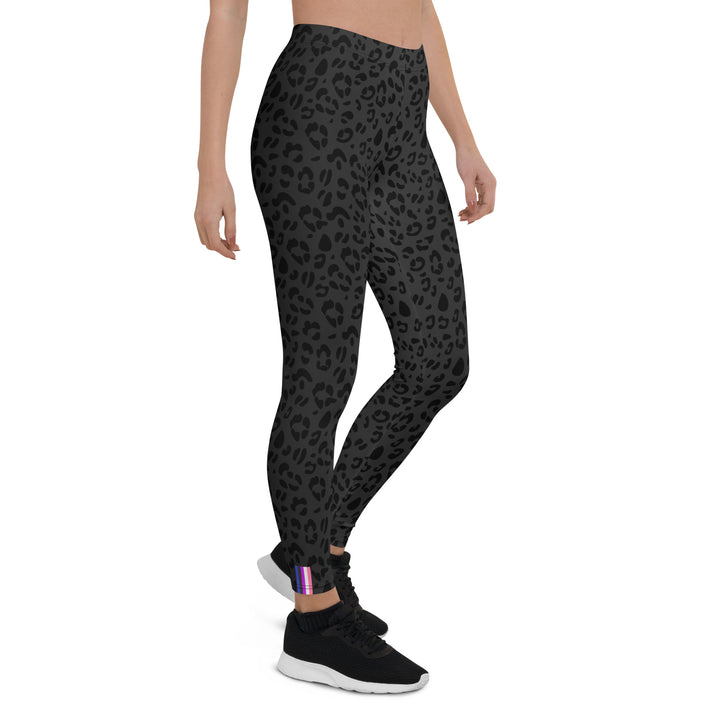 Gender Fluid Pride Flash Black Leopard Print Leggings Leggings The Rainbow Stores