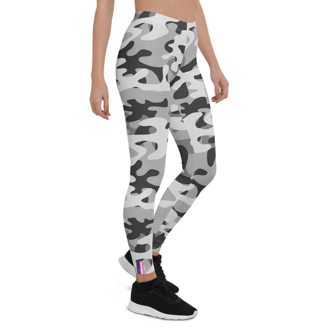 Gender Fluid Pride Flash Grey Camo Leggings Leggings The Rainbow Stores