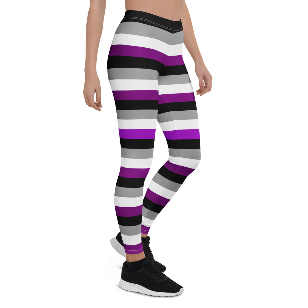 Asexual Pride Hooped Leggings Leggings The Rainbow Stores