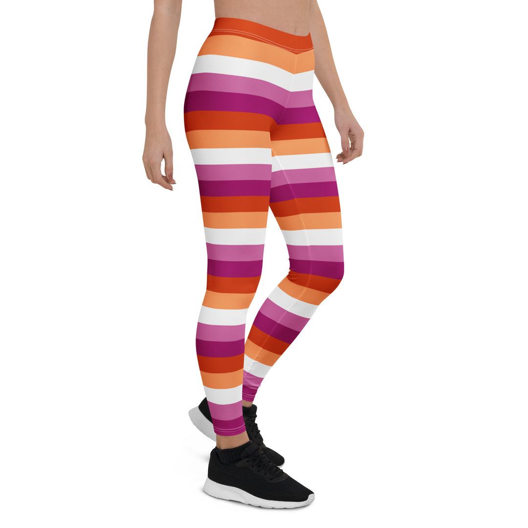 Lesbian Pride Hooped Leggings Leggings The Rainbow Stores