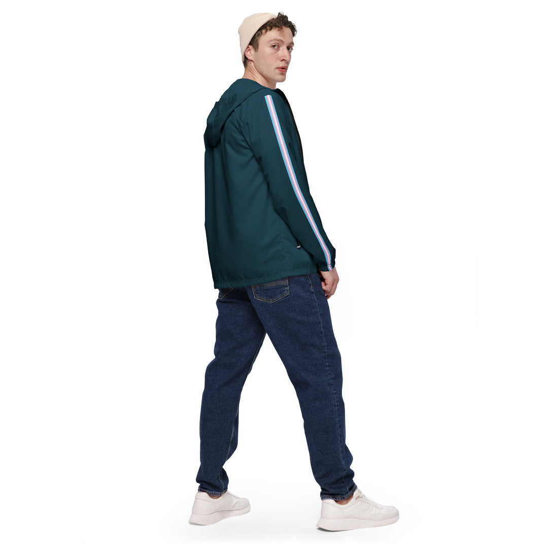 French Blue Windbreaker with Trans Sleeve Stripe Windbreaker The Rainbow Stores