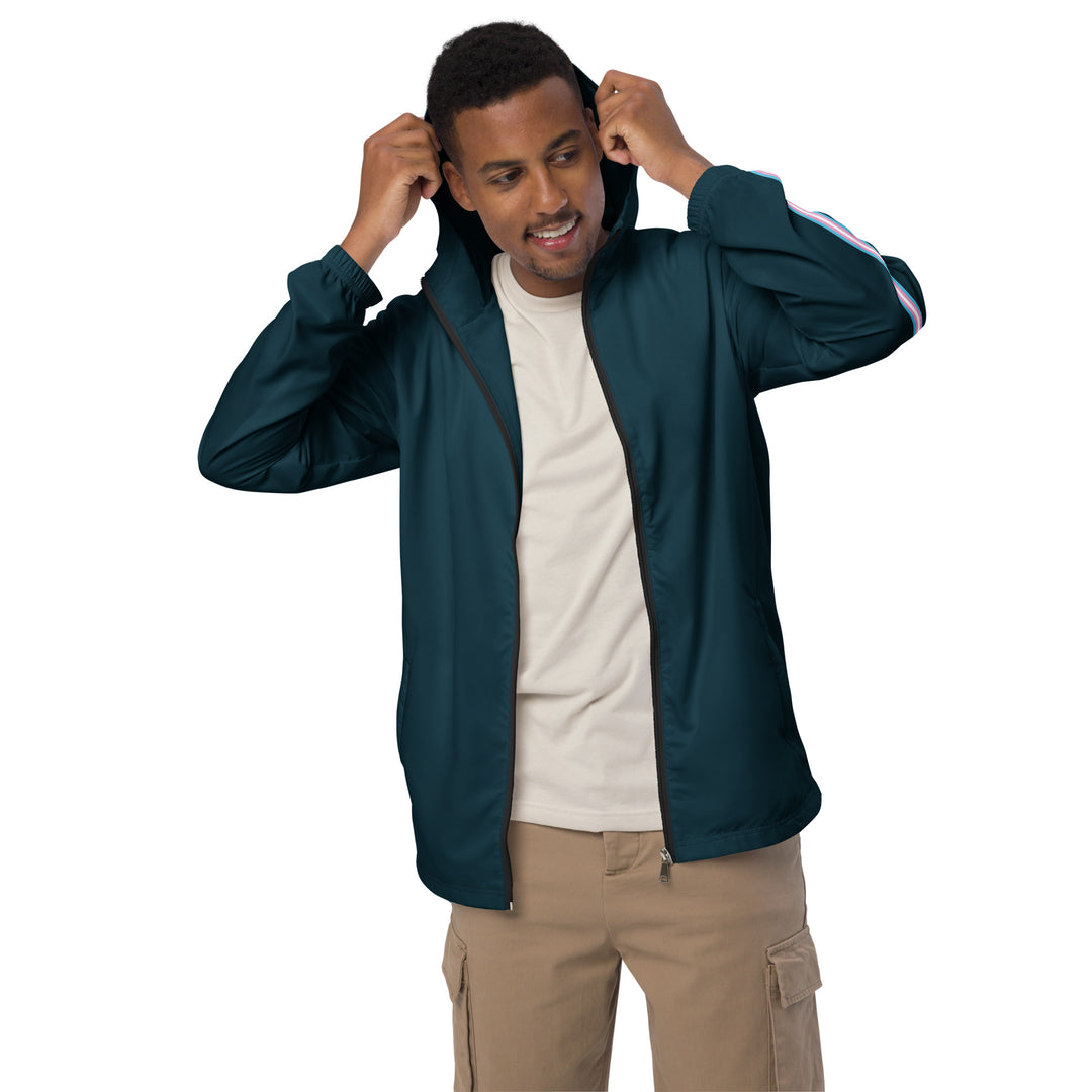 French Blue Windbreaker with Trans Sleeve Stripe Windbreaker The Rainbow Stores