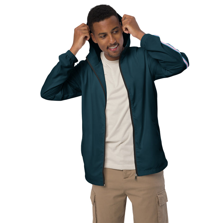 French Blue Windbreaker with Trans Sleeve Stripe Windbreaker The Rainbow Stores