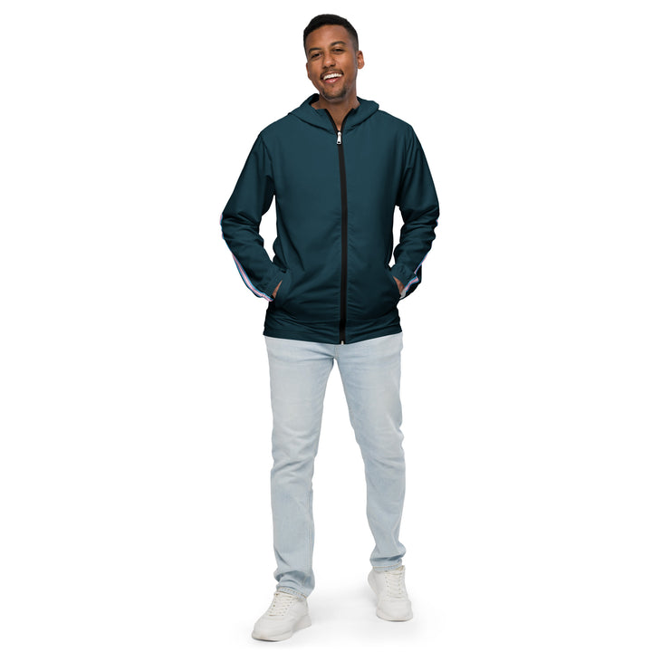 French Blue Windbreaker with Trans Sleeve Stripe Windbreaker The Rainbow Stores