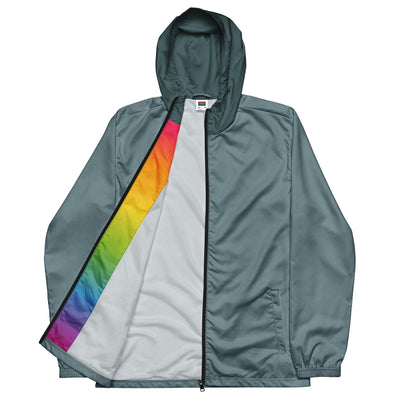 Slate Grey Windbreaker With Rainbow Pride Inside Windbreaker The Rainbow Stores