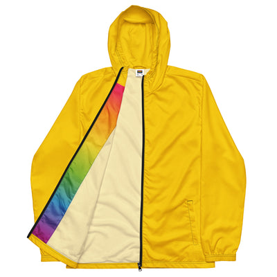 Yellow Windbreaker With Rainbow Pride Inside Windbreaker The Rainbow Stores